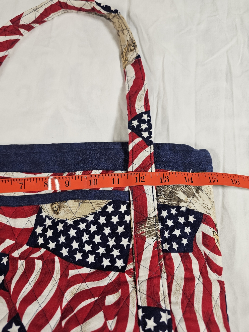 Patriotic Eagle Flag Canvas Shoulder Bag - Red, White & Blue - Picture 5 of 8